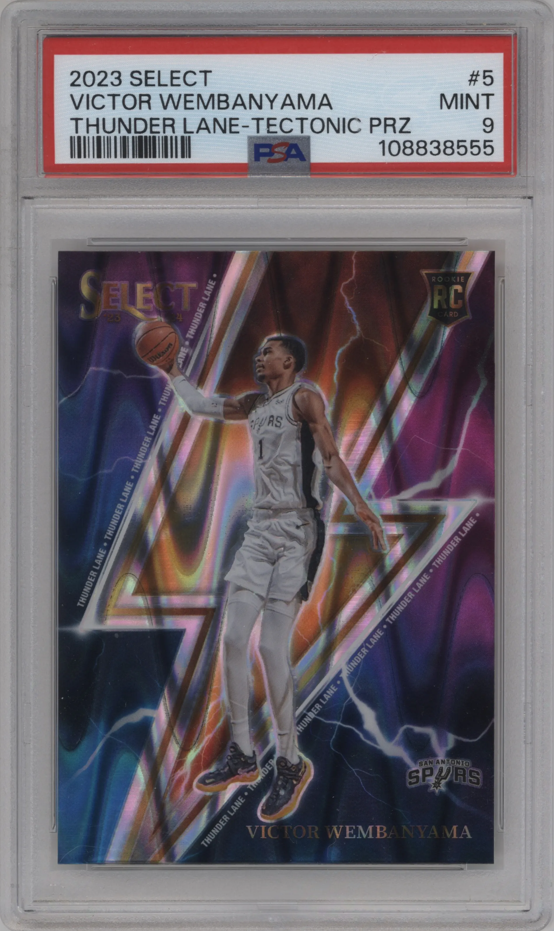 2023 Panini Select Thunder Lane Victor Wembanyama Tectonic #5 PSA 9