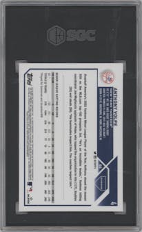 Anthony Volpe from the 2023 Topps Chrome set featuring a Pink Refractor parallel graded by SGC and given an overall grade of 10.