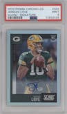 Jordan Love from the 2020 Panini Chronicles set graded by PSA and given an overall grade of 9.