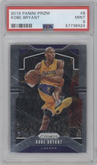 Kobe Bryant from the 2019-20 Panini Prizm set graded by PSA and given an overall grade of 9.