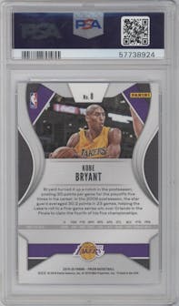 Kobe Bryant from the 2019-20 Panini Prizm set graded by PSA and given an overall grade of 9.