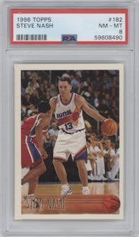 Steve Nash from the 1996-97 Topps set graded by PSA and given an overall grade of 8.