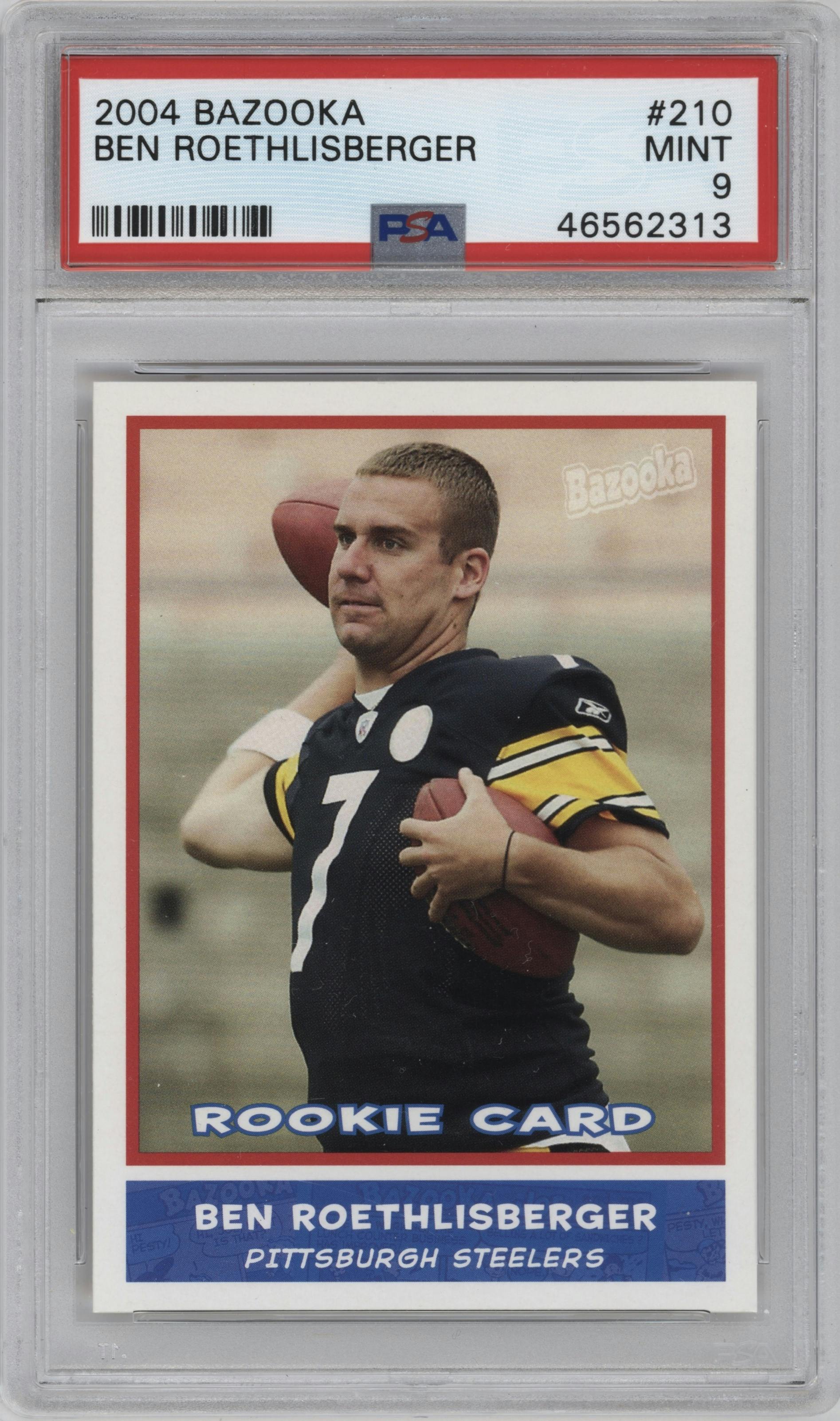 Ben Roethlisberger from the 2004 Topps Bazooka set graded by PSA and given an overall grade of 9.