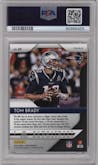 Tom Brady from the 2018 Panini Prizm set featuring a Red/White/Blue Prizm parallel graded by PSA and given an overall grade of 9.