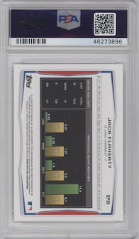 Jack Flaherty from the 2014 Bowman Draft  set graded by PSA and given an overall grade of 10.