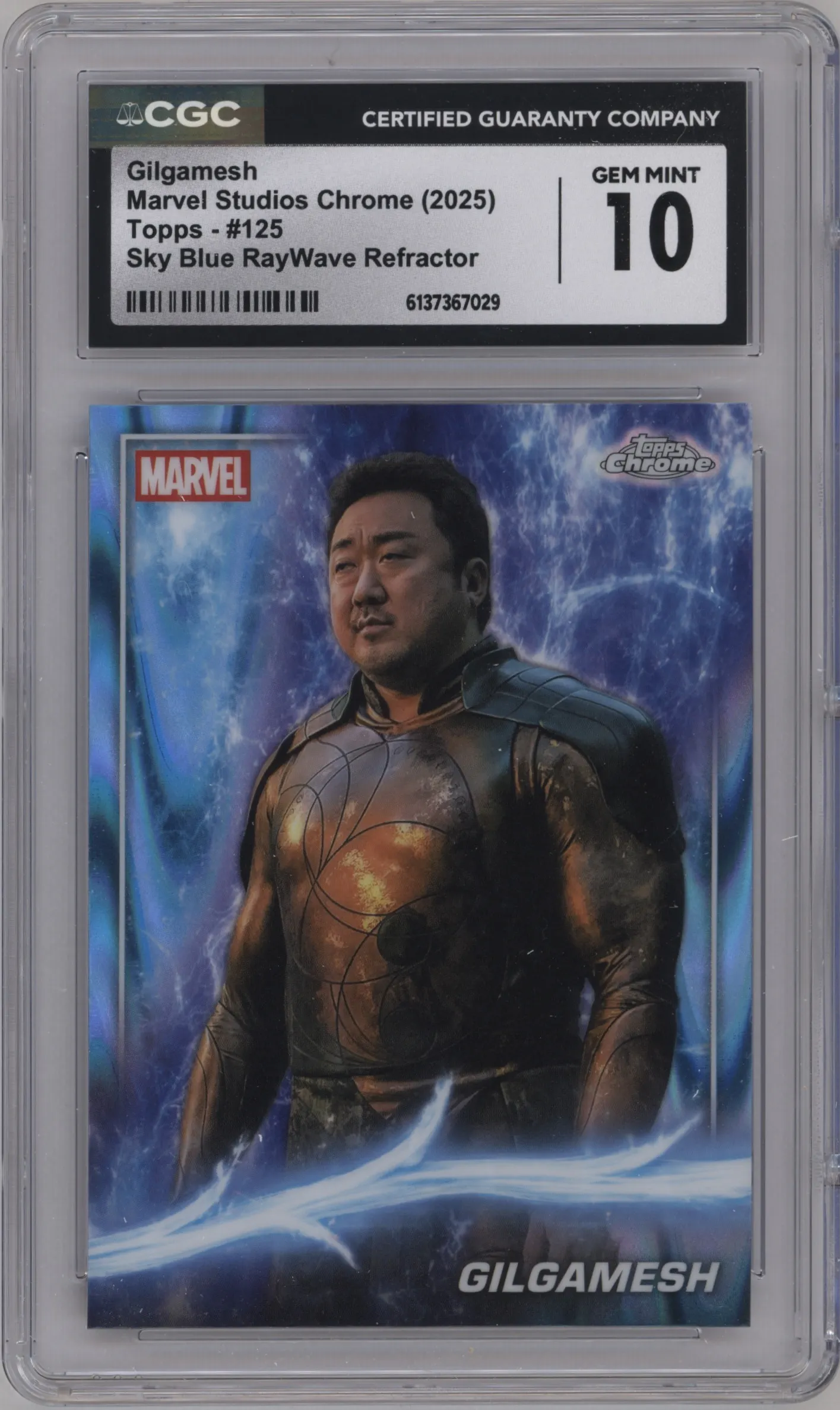 2025 Topps Chrome Marvel Studios Gilgamesh Sky Blue RayWave Refractor CGC 10