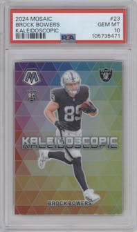 Brock Bowers from the 2024 Panini Mosaic set graded by PSA and given an overall grade of 10.