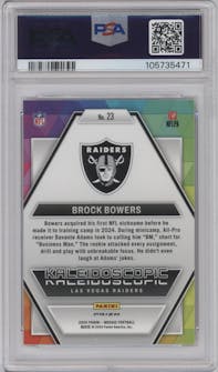 Brock Bowers from the 2024 Panini Mosaic set graded by PSA and given an overall grade of 10.
