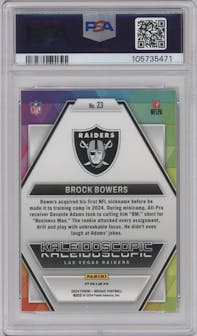 Brock Bowers from the 2024 Panini Mosaic set graded by PSA and given an overall grade of 10.