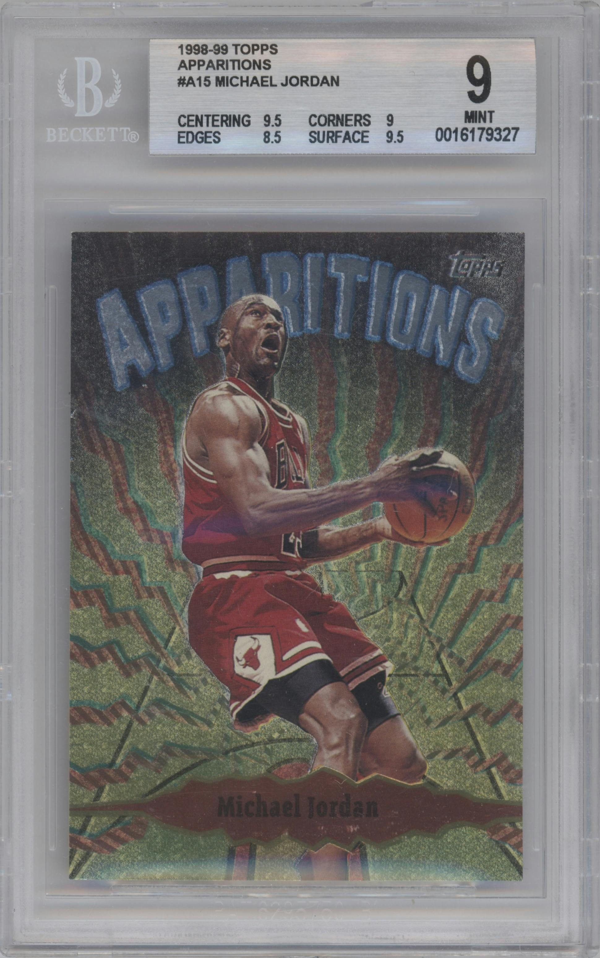 Michael Jordan from the 1998-99 Topps set graded by Beckett and given an overall grade of 9.