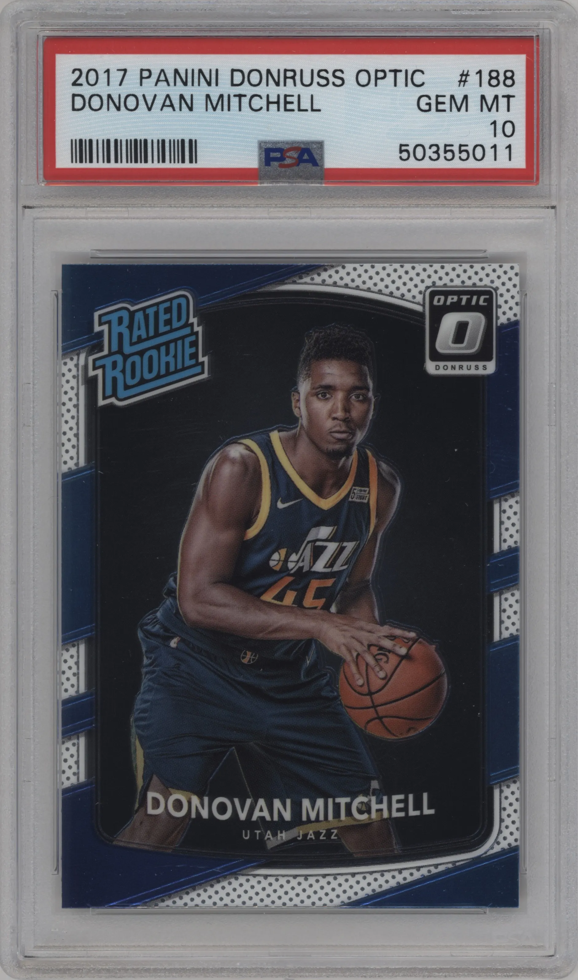 2017 Panini Donruss Optic Rated Rookie Donovan Mitchell #188 PSA 10
