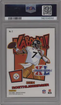 Ben Roethlisberger from the 2025 Panini Absolute set graded by PSA and given an overall grade of 9.