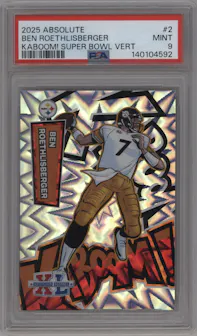 Ben Roethlisberger from the 2025 Panini Absolute set graded by PSA and given an overall grade of 9.