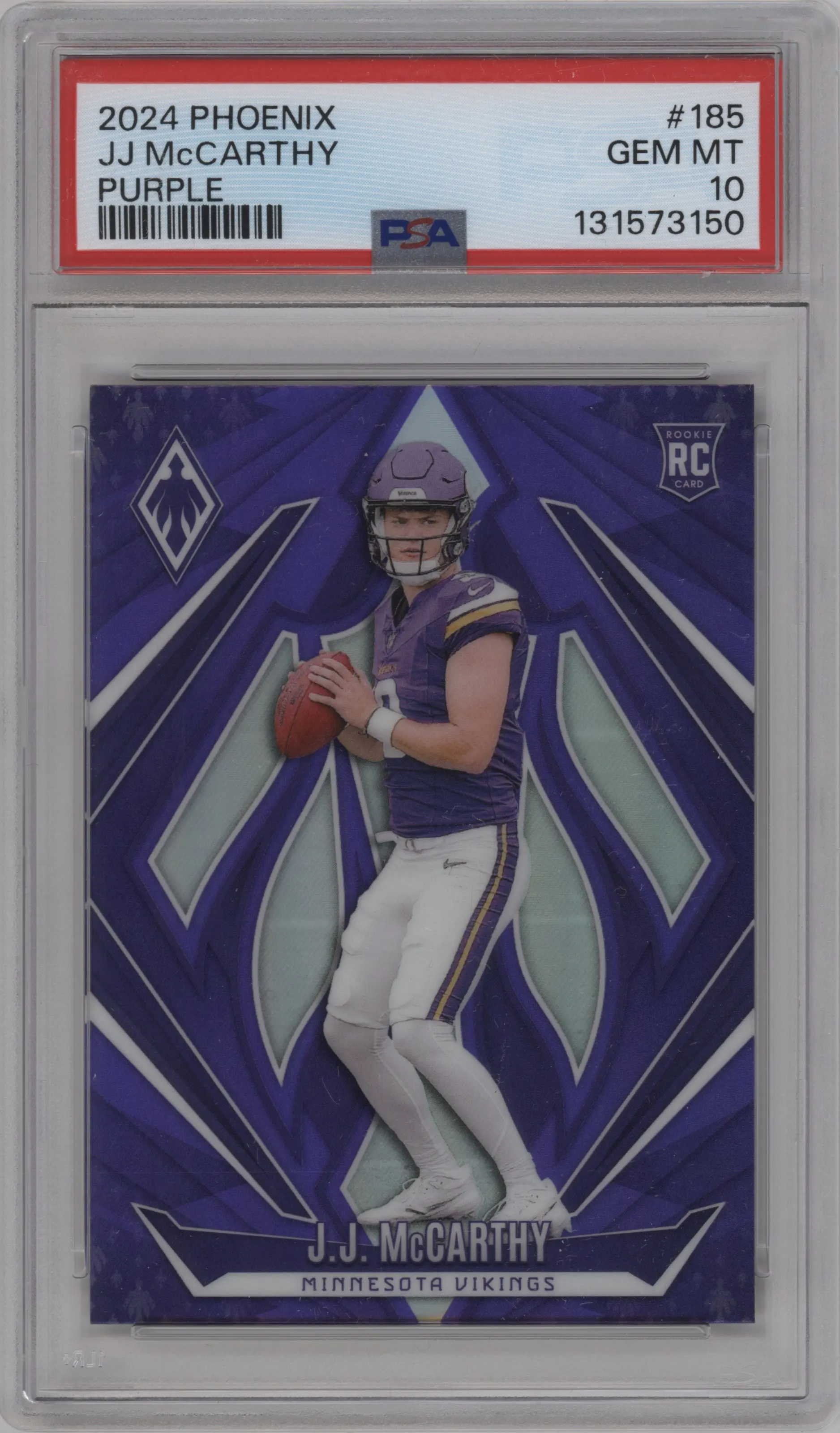 2024 Panini Phoenix J.J. McCarthy Purple #185 PSA 10