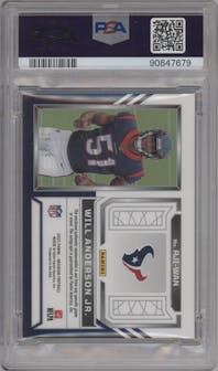 Will Anderson Jr. from the 2023 Panini Obsidian set featuring a Electric Etch Green parallel graded by PSA and given an overall grade of 9.