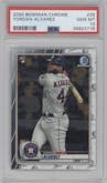 Yordan Alvarez from the 2020 Bowman Chrome set graded by PSA and given an overall grade of 10.