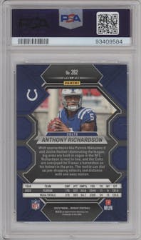 Anthony Richardson from the 2023 Panini Mosaic set featuring a Reactive Blue parallel graded by PSA and given an overall grade of 10.