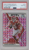 Patrick Mahomes II from the 2020 Panini Mosaic set featuring a Pink Camo parallel graded by PSA and given an overall grade of 10.
