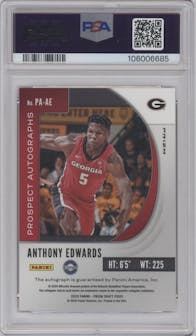 Anthony Edwards from the 2020-21 Panini Prizm Draft Picks set featuring a Red Ice parallel graded by PSA and given an overall grade of 9.