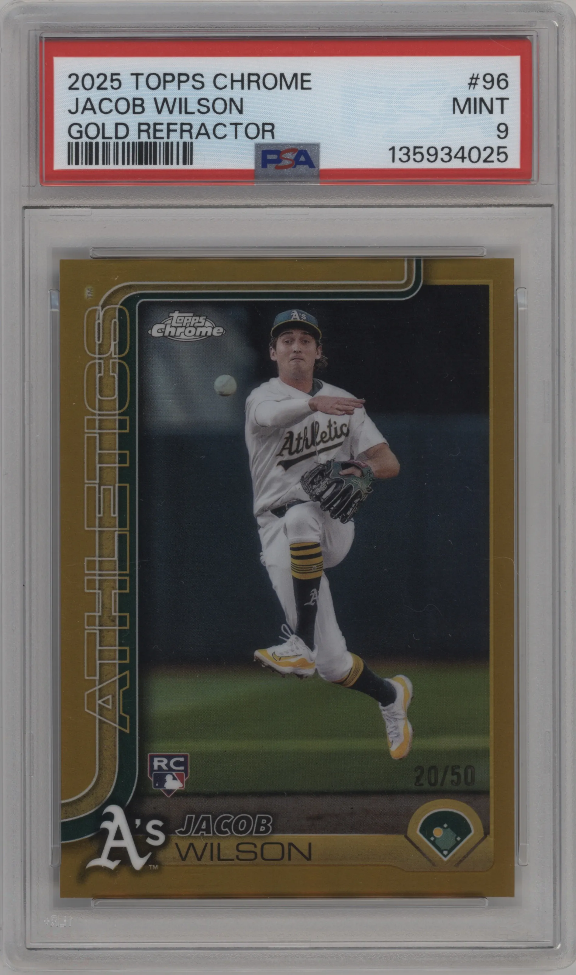 2025 Topps Chrome Jacob Wilson Gold Refractor #96 PSA 9
