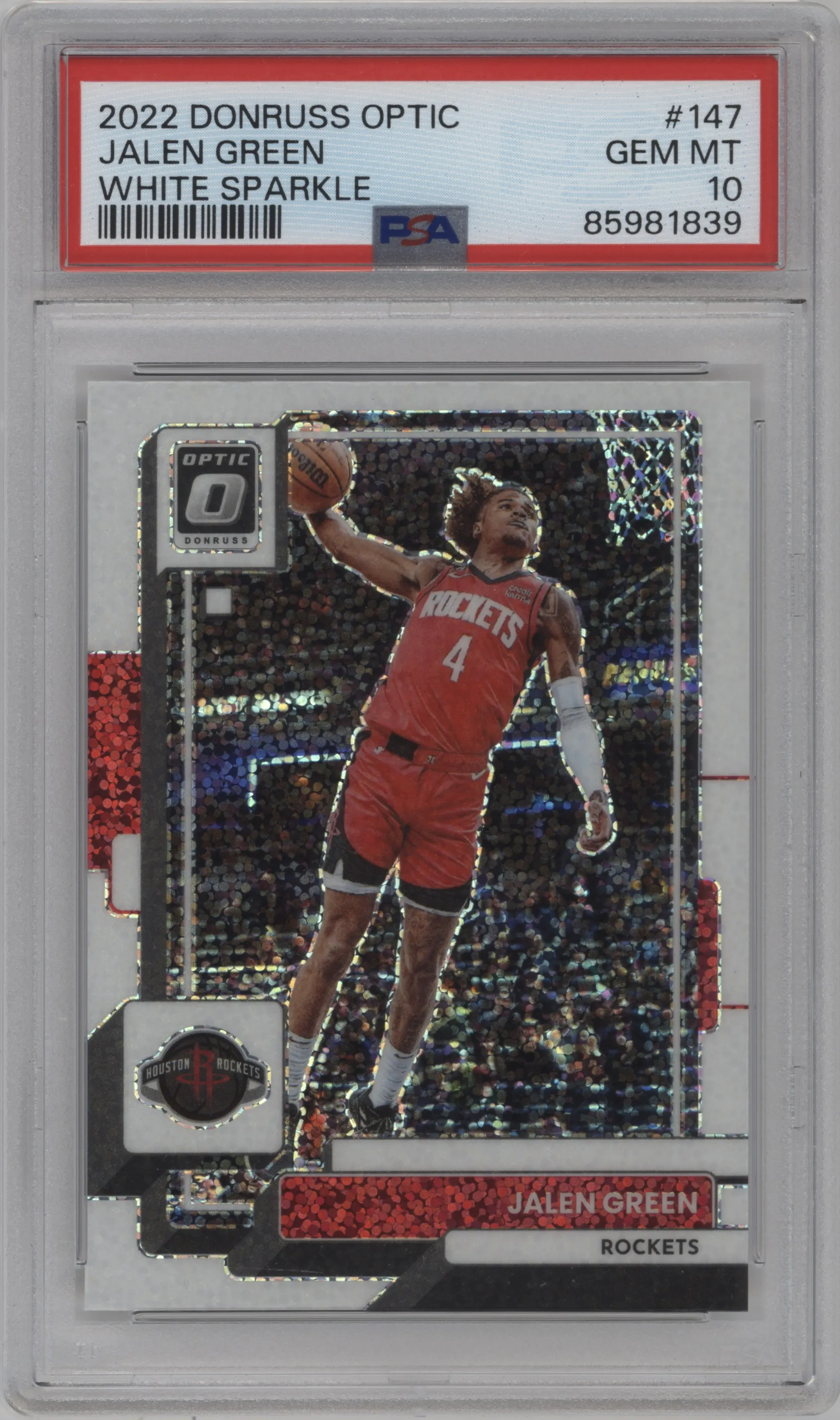 2022 Panini Donruss Optic Jalen Green White Sparkle PSA 10