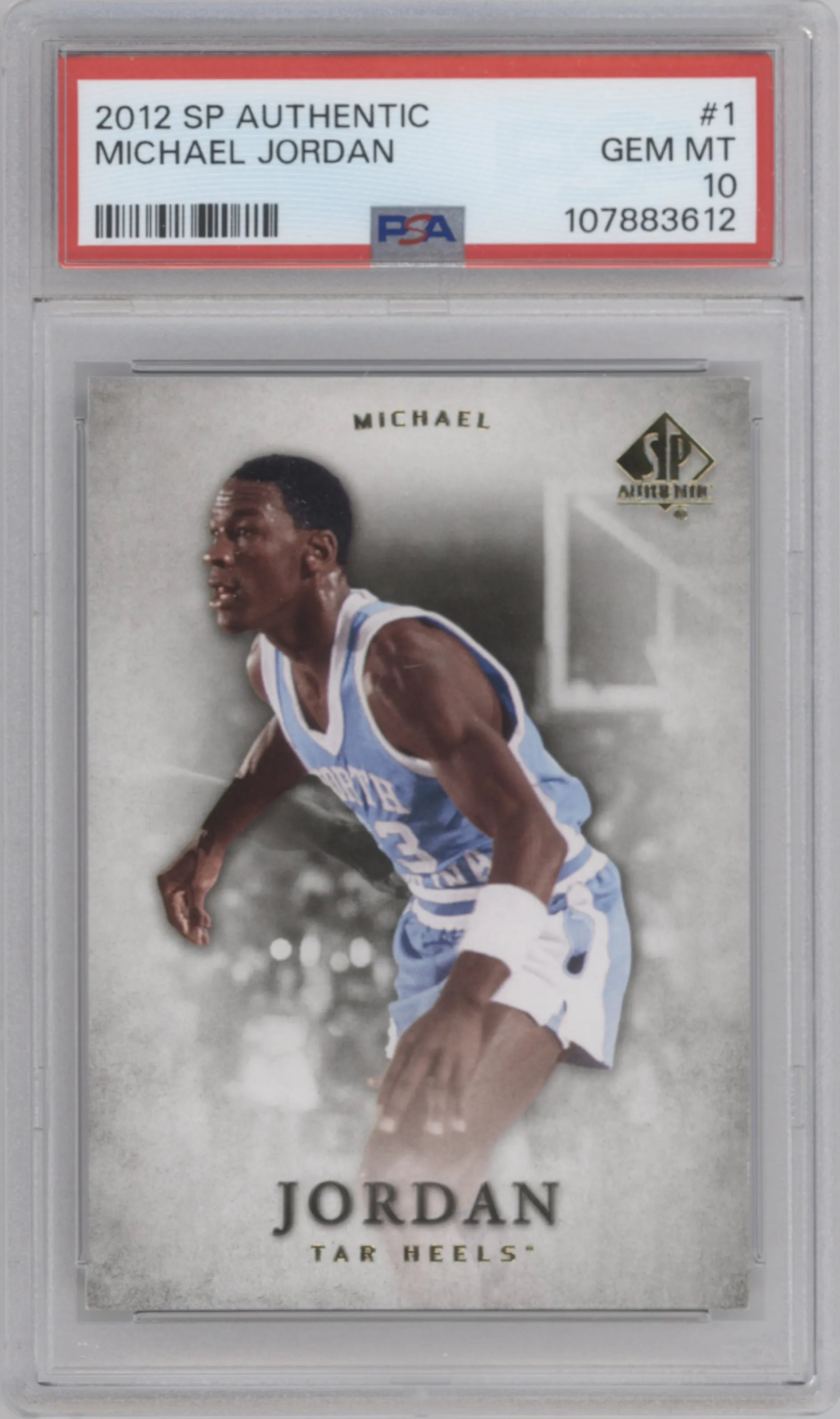Michael Jordan from the 2012-13 Upper Deck SP Authentic set graded by PSA and given an overall grade of 10.