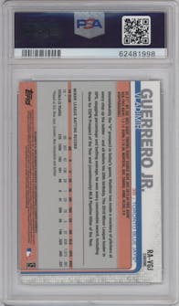 Vladimir Guerrero Jr. from the 2019 Topps Chrome set graded by PSA and given an overall grade of 10.