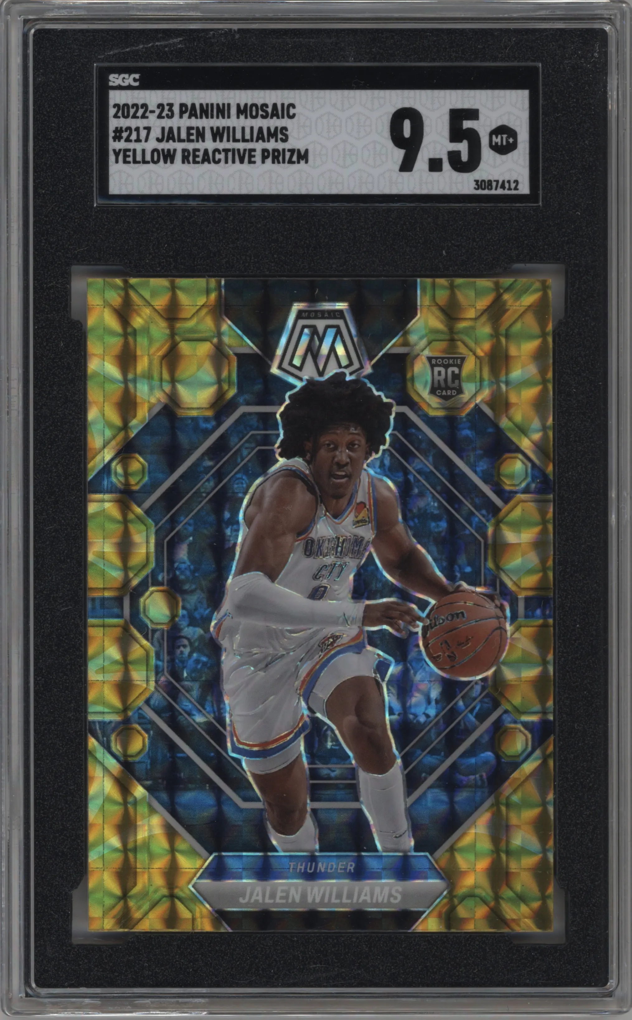 2022 Panini Mosaic Jalen Williams Reactive Yellow SGC 9.5