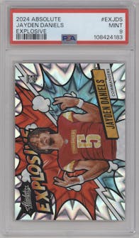Jayden Daniels from the 2024 Panini Absolute set graded by PSA and given an overall grade of 9.