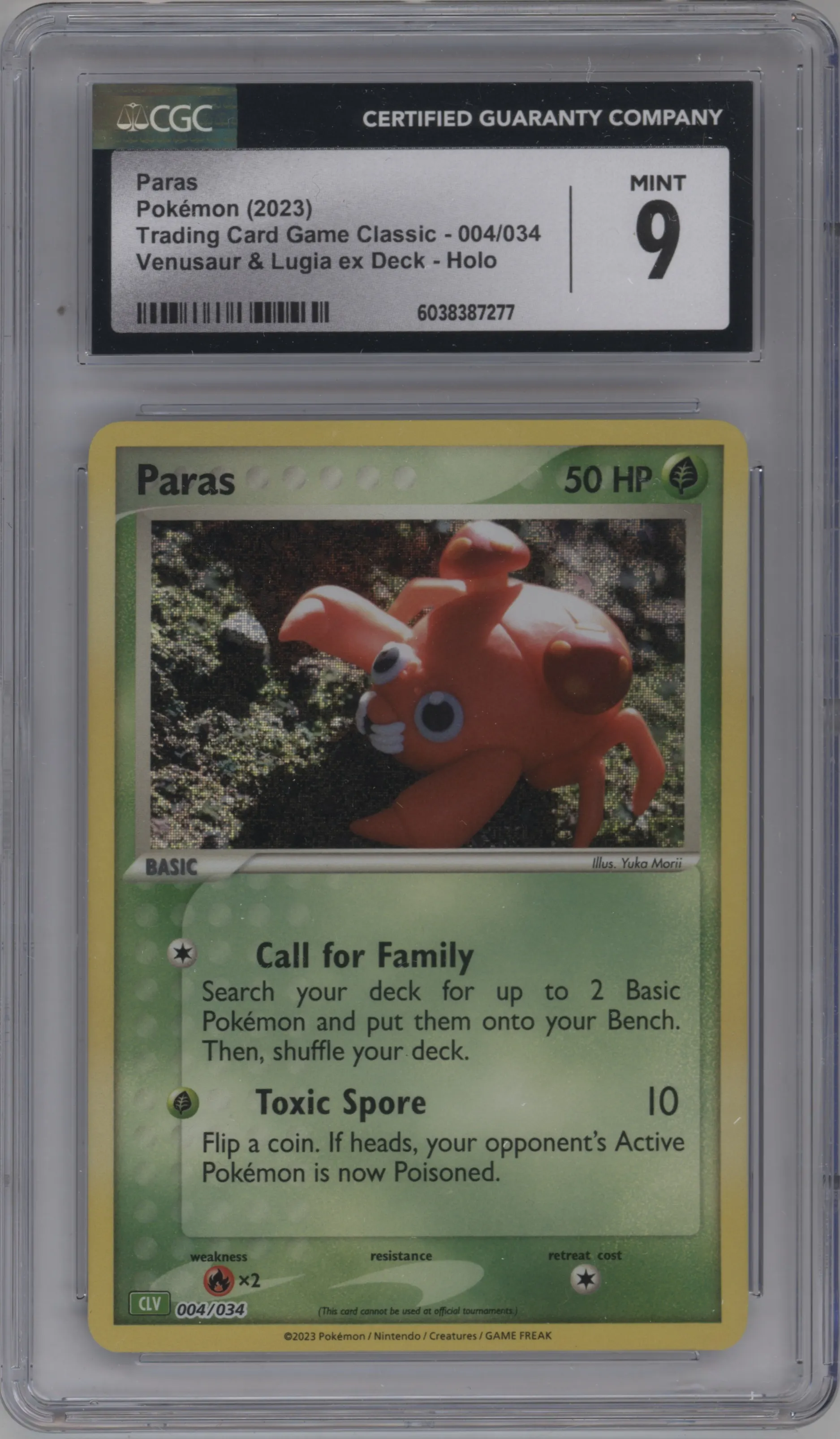 2023 Pokemon CLV Paras #004 CGC 9