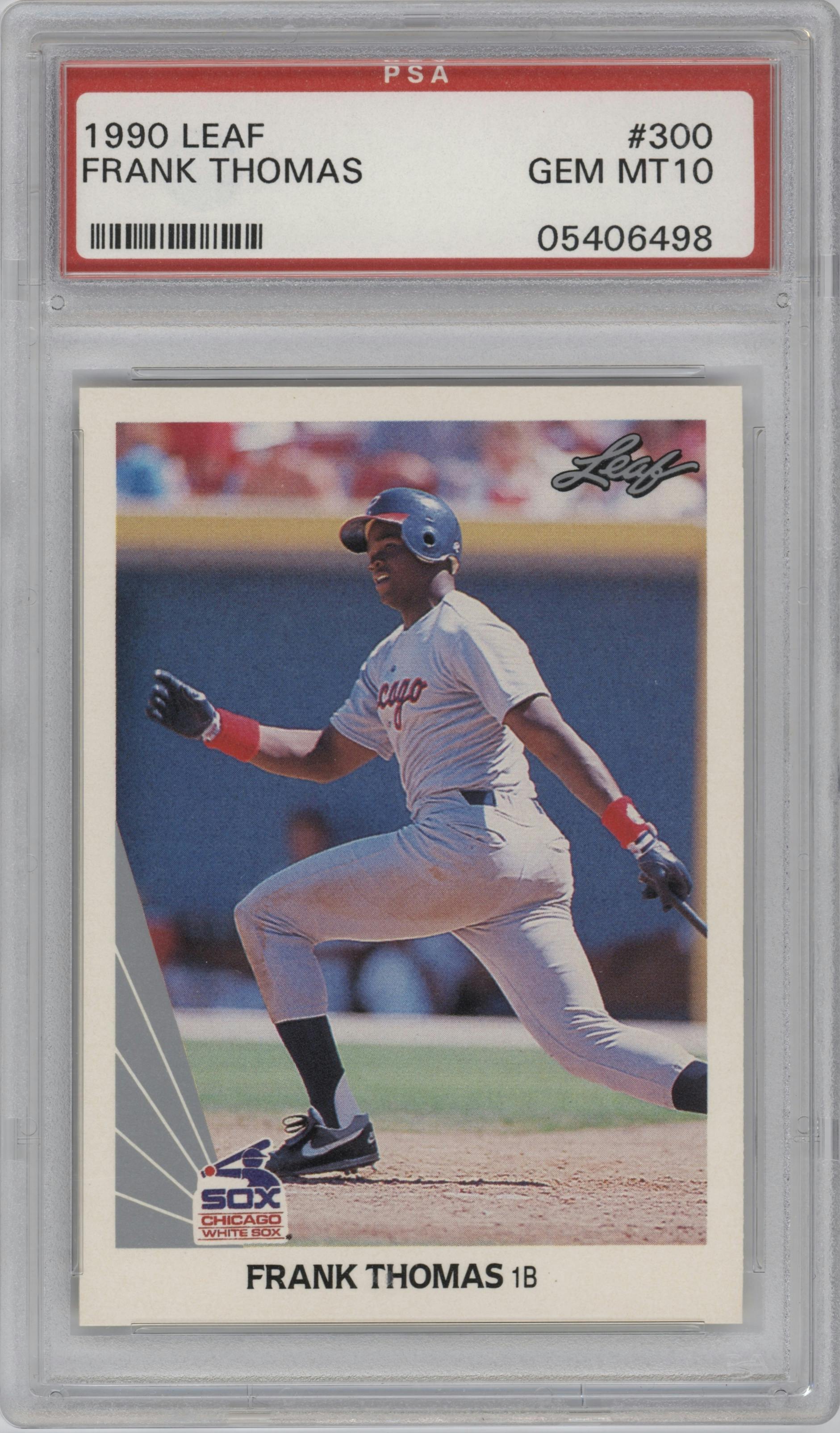 Frank Thomas from the 1990 Leaf set graded by PSA and given an overall grade of 10.