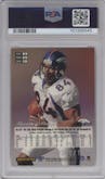 Shannon Sharpe  from the 1998 Flair Showcase set featuring a Flair Showcase Row 0 (Showcase) parallel graded by PSA and given an overall grade of 8.