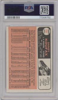 Sandy Koufax from the 1966 Topps set graded by PSA and given an overall grade of 6.
