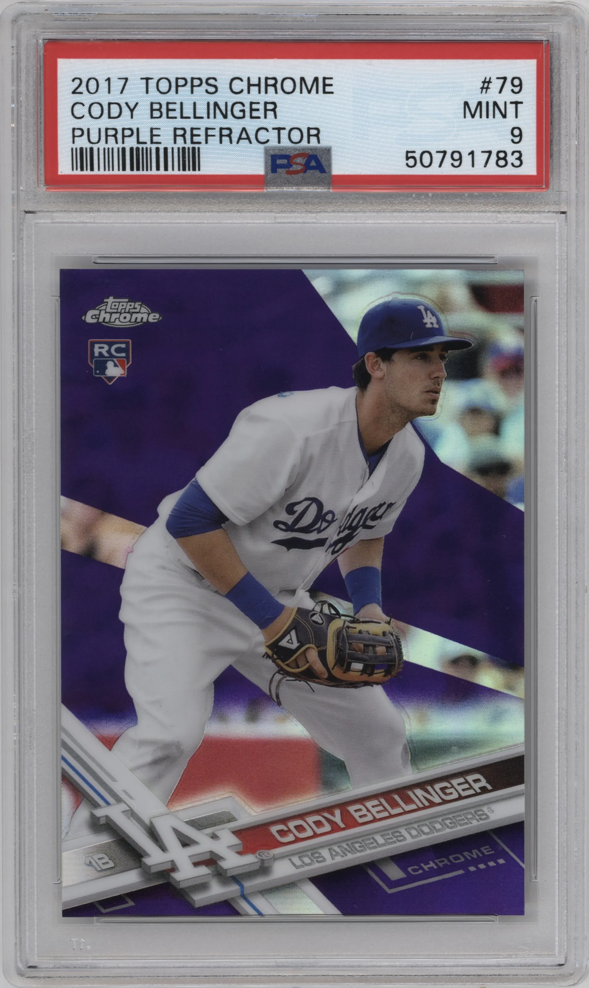 2017 Topps Chrome Cody Bellinger Purple Refractor PSA 9