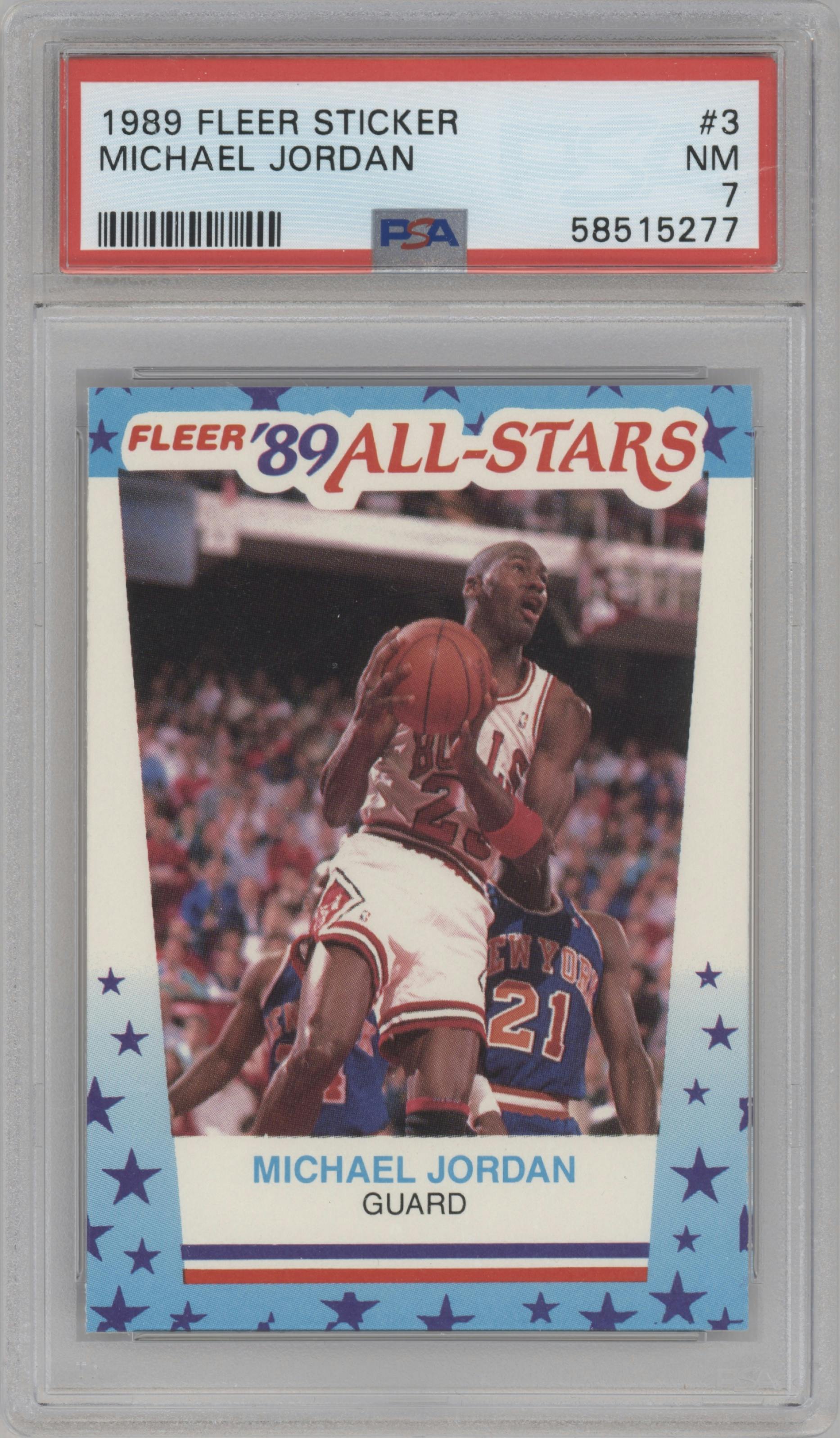 Michael Jordan  from the 1989-90 Fleer set graded by PSA and given an overall grade of 7.
