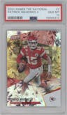 Patrick Mahomes II from the 2021 Panini The National VIP set graded by PSA and given an overall grade of 10.