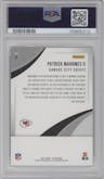 Patrick Mahomes II from the 2021 Panini The National VIP set graded by PSA and given an overall grade of 10.