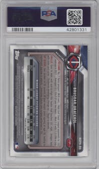 Brusdar Graterol from the 2018 Bowman Chrome set graded by PSA and given an overall grade of 10.