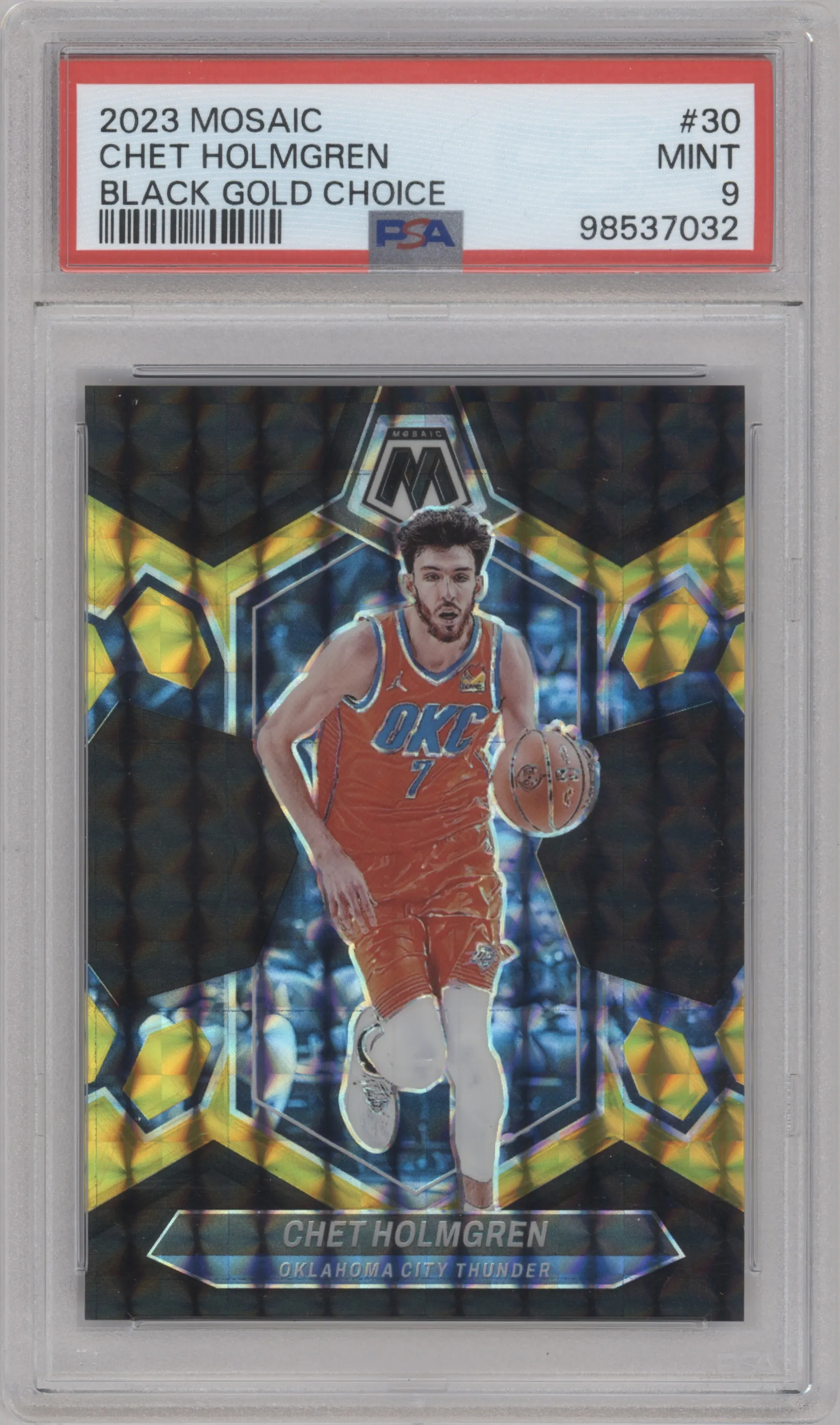 2023 Panini Mosaic Chet Holmgren Choice Black Gold PSA 9