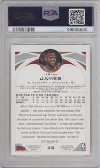 LeBron James from the 2004-05 Topps set graded by PSA and given an overall grade of 10.