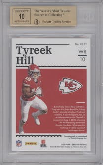 Tyreek Hill from the 2020 Panini Encased set graded by Beckett and given an overall grade of 9.5.
