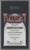 Max Clark from the 2023 Bowman Draft set featuring a Gold Refractor parallel graded by SGC and given an overall grade of 10.