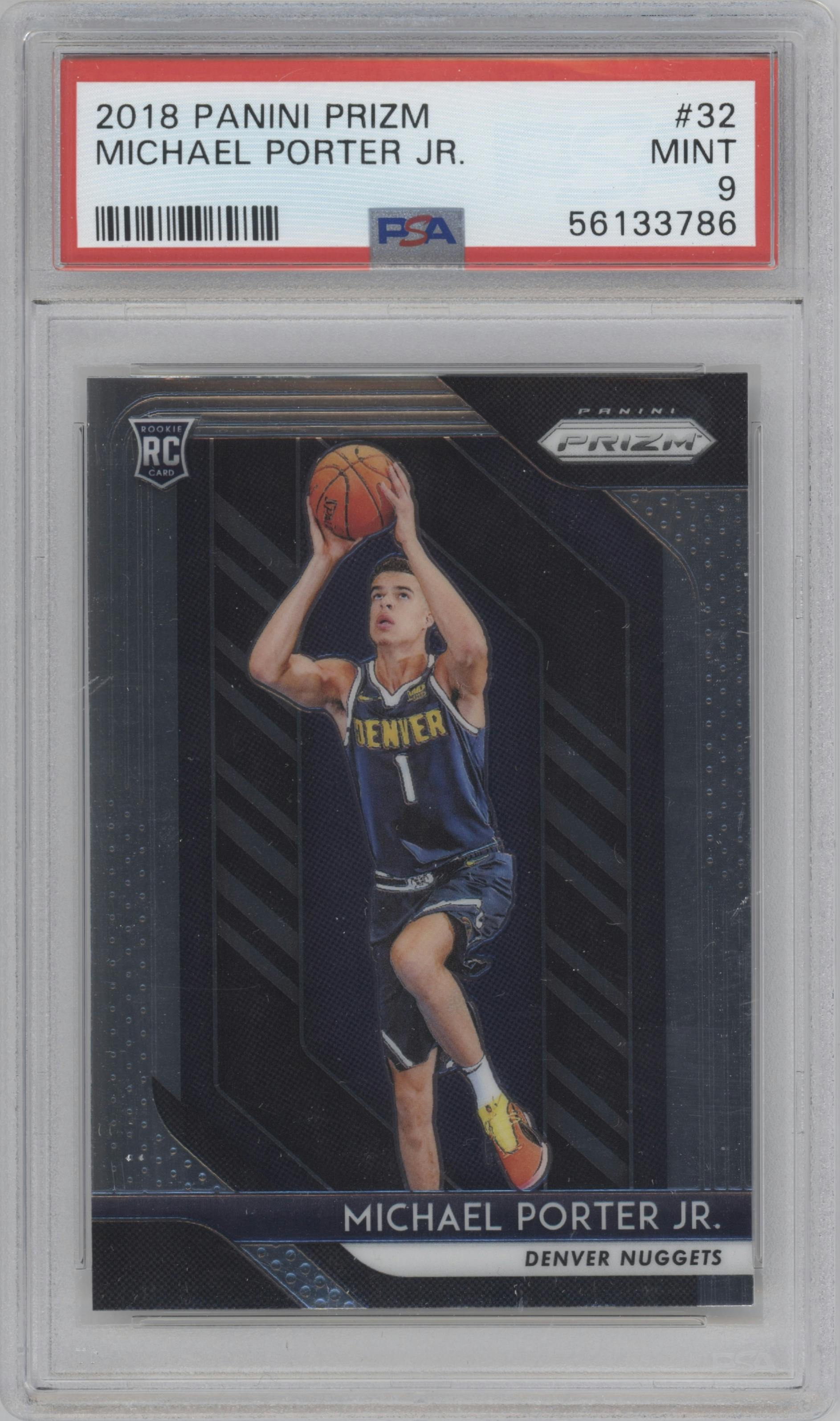 Michael Porter Jr. from the 2018-19 Panini Prizm set graded by PSA and given an overall grade of 9.