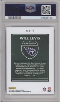 Will Levis from the 2023 Panini Donruss set graded by PSA and given an overall grade of 10.
