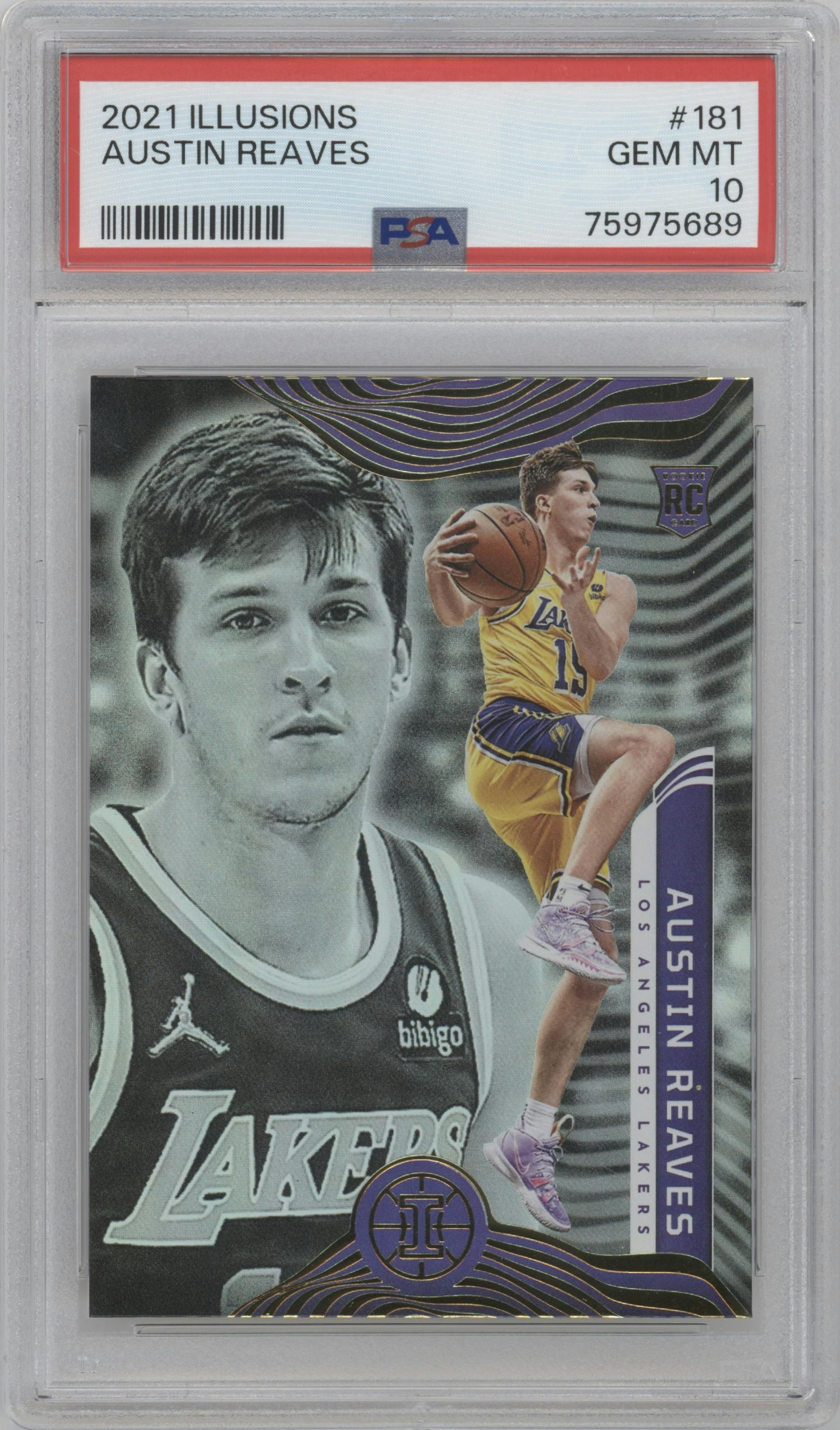 Austin Reaves  from the 2021-22 Panini Illusions set graded by PSA and given an overall grade of 10.