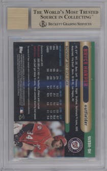 Bryce Harper from the 2016 Bowman’s Best set featuring a Atomic Refractor parallel graded by Beckett and given an overall grade of 9.5.