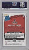 Anfernee Simons from the 2018-19 Panini Donruss Optic set featuring a Blue parallel graded by PSA and given an overall grade of 10.