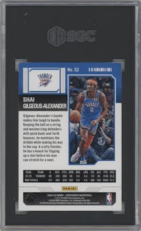 Shai Gilgeous-Alexander from the 2023-24 Panini Contenders set featuring a Cracked Ice parallel graded by SGC and given an overall grade of 8.5.