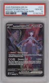 Team Rocket's Mewtwo ex from the 2025 Pokemon SV set graded by PSA and given an overall grade of 10.