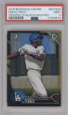 Oneal Cruz from the 2016 Bowman Chrome set featuring a Black & Gold Refractor parallel graded by PSA and given an overall grade of 9.
